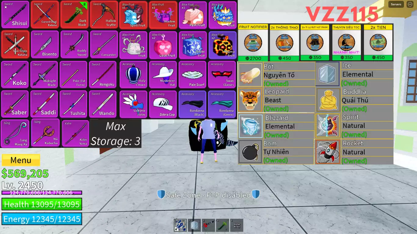 8 Trái Vĩnh VIễn + Full Game Pass + Full Kiếm ĐỎ + 3 Slot Trái