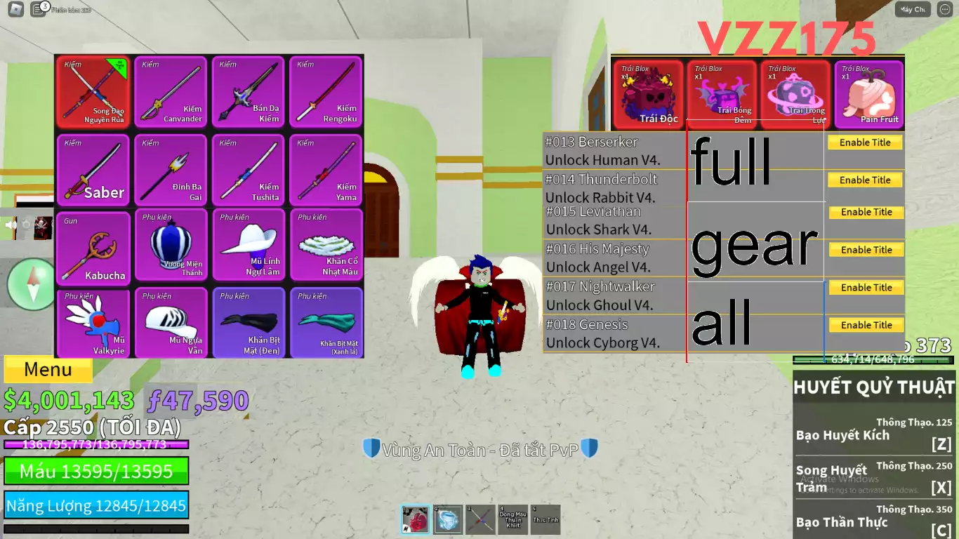 Full TỘc V4 FUll Gear +Meele Mới