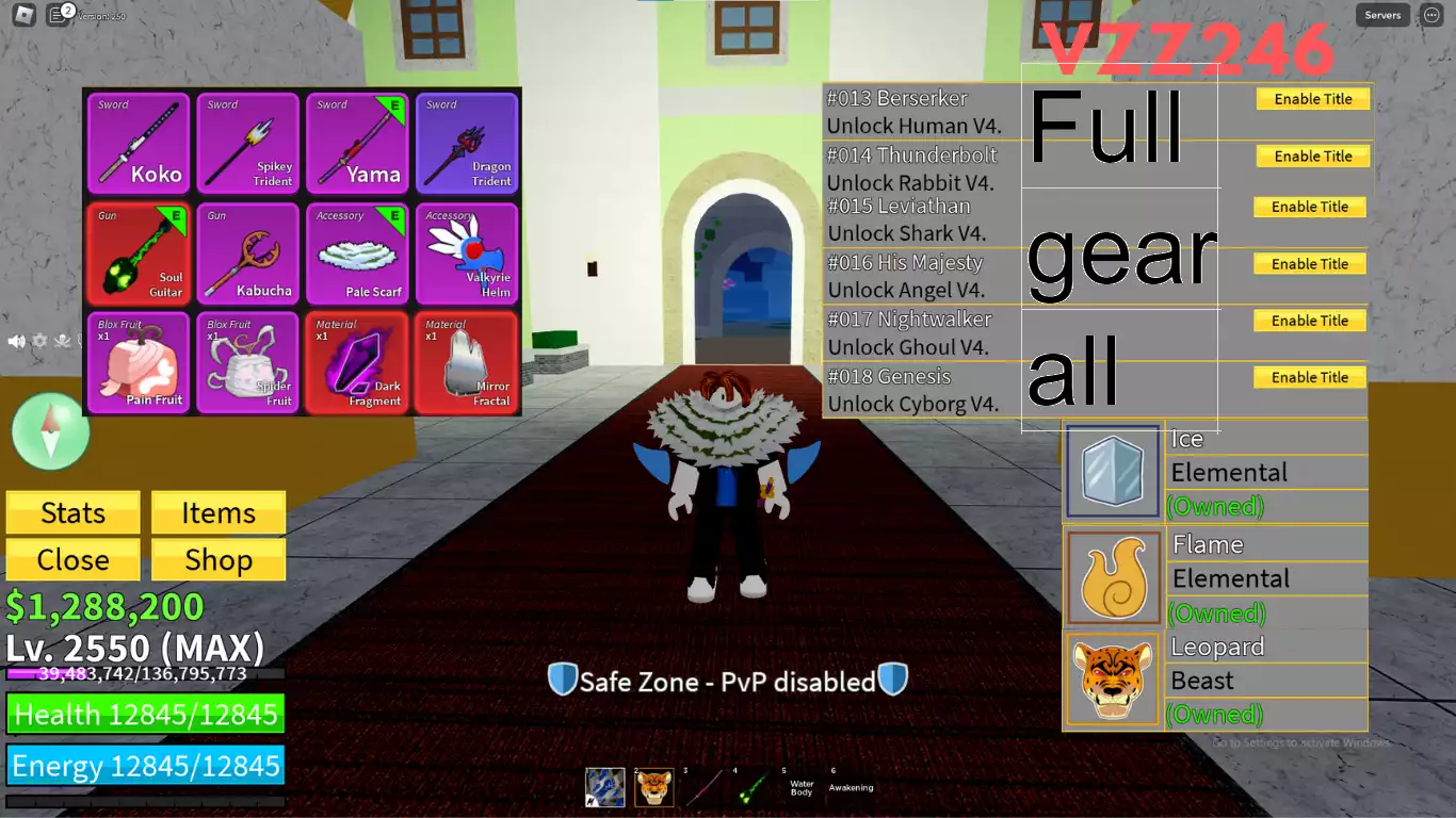 Full Tộc V4 Full Gear+ 3 Trái Vĩnh Viễn