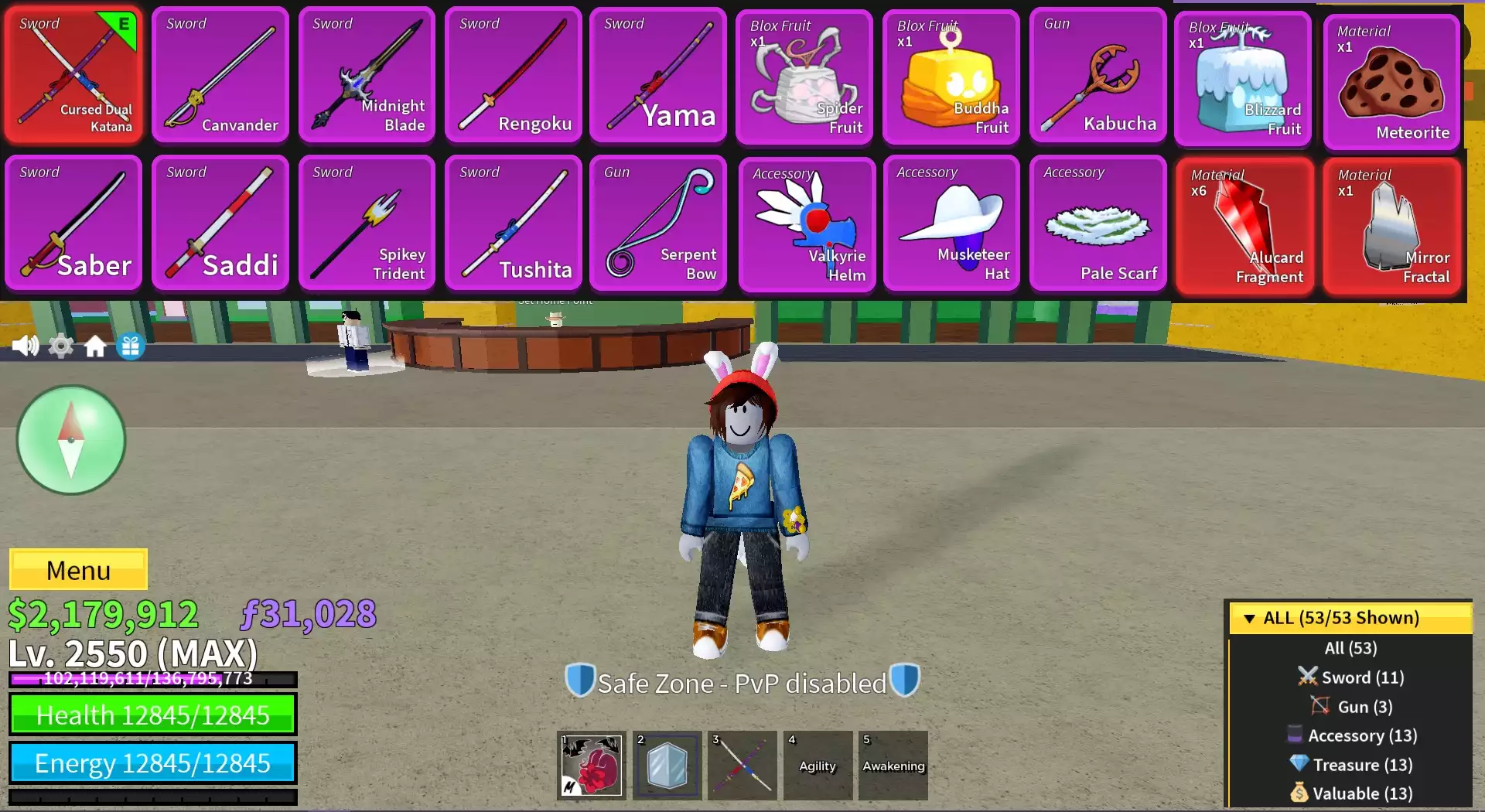 👑Acc Tộc Mink ( THỏ) V4 Full GEAR + Meele Mới (Sanguine ART) + Cực Nhiều Beli, Frag