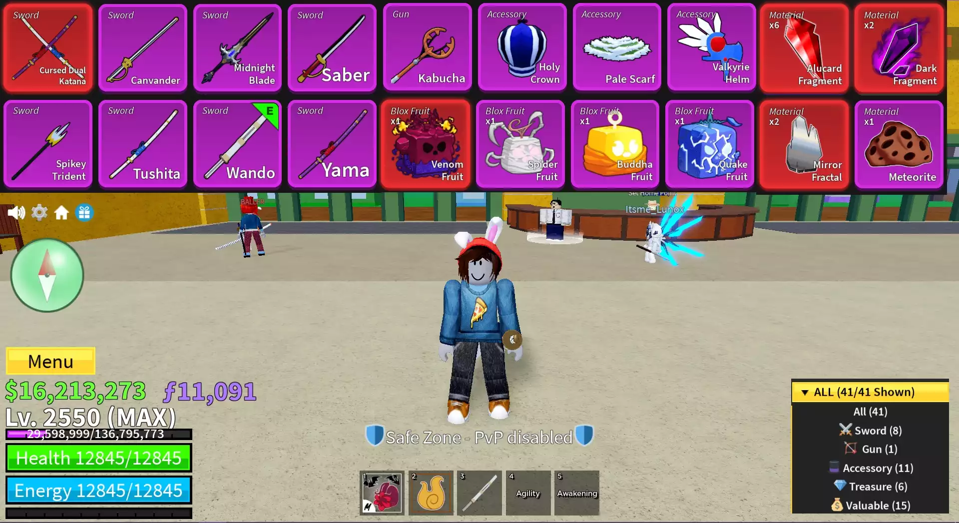 👑Acc Tộc Mink ( THỏ) V4 Full GEAR + Meele Mới (Sanguine ART) + Cực Nhiều Beli, Frag