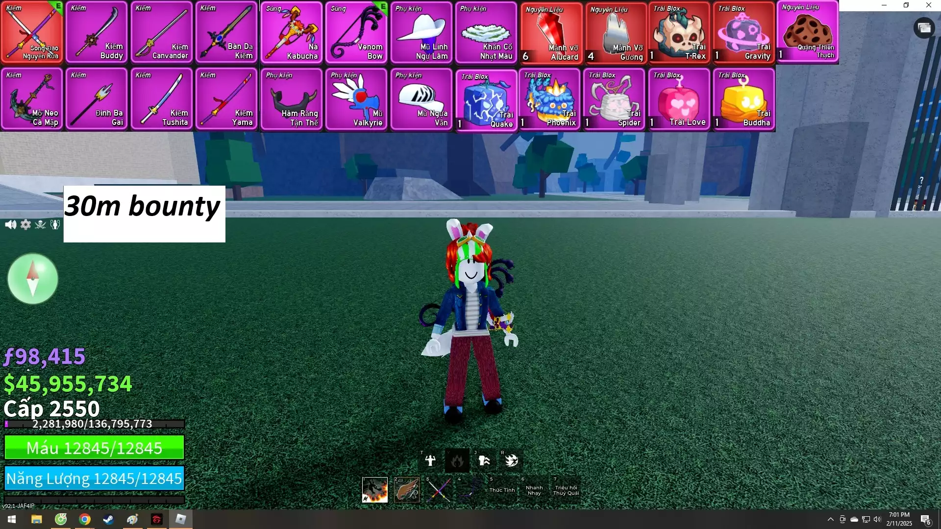 30m Bounty Meele Mới+ 6 Tộc V4 Full Gear ( Human, Rabbit, Mink, Angel,Cyborg,Ghoul)